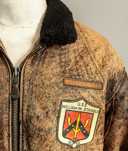 Vintage 1987 Avirex G-1 “Flying Tigers” Russian Model Leather Flight Jacket Large (44)