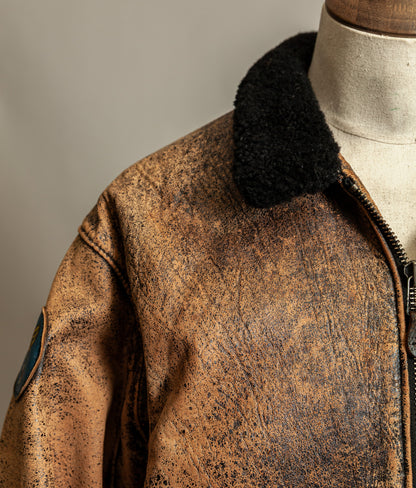 Vintage 1987 Avirex G-1 “Flying Tigers” Russian Model Leather Flight Jacket Large (44)