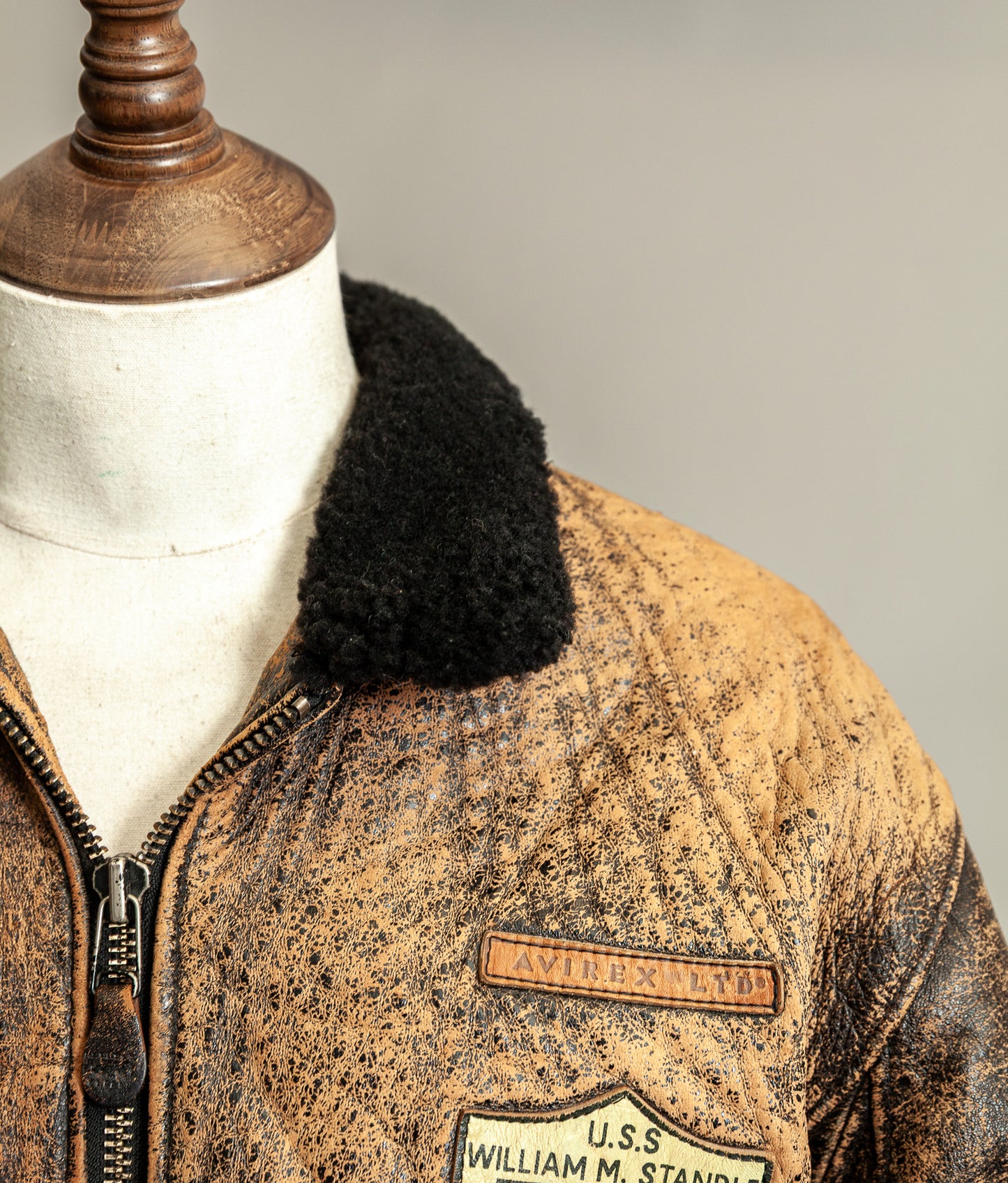 Vintage 1987 Avirex G-1 “Flying Tigers” Russian Model Leather Flight Jacket Large (44)