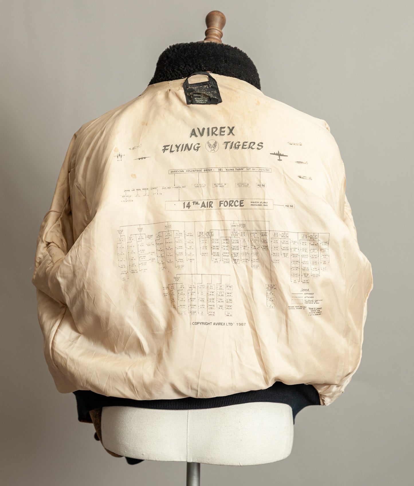 Vintage 1987 Avirex G-1 “Flying Tigers” Russian Model Leather Flight Jacket Large (44)