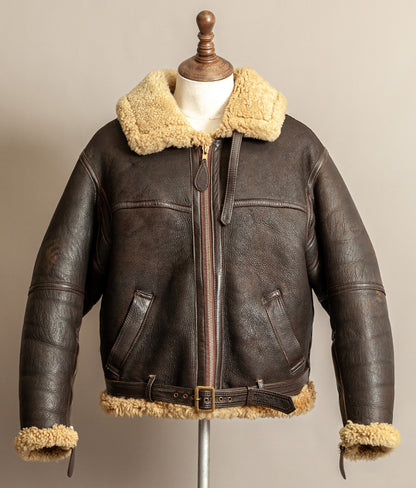 Vintage RAF Irvin Sheepskin Shearling Flying Jacket Blackbird Leather England (44)