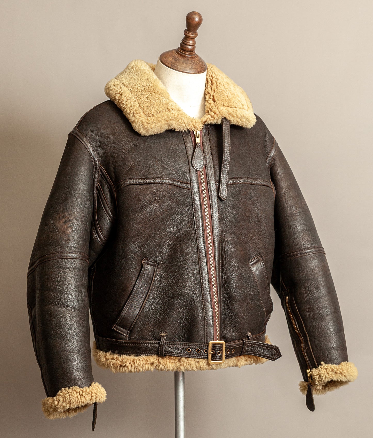 Vintage RAF Irvin Sheepskin Shearling Flying Jacket Blackbird Leather England (44)