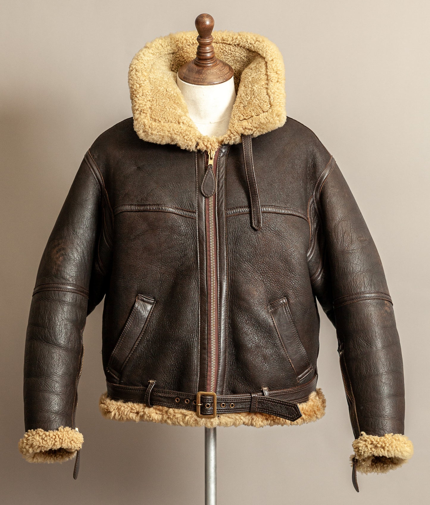 Vintage RAF Irvin Sheepskin Shearling Flying Jacket Blackbird Leather England (44)