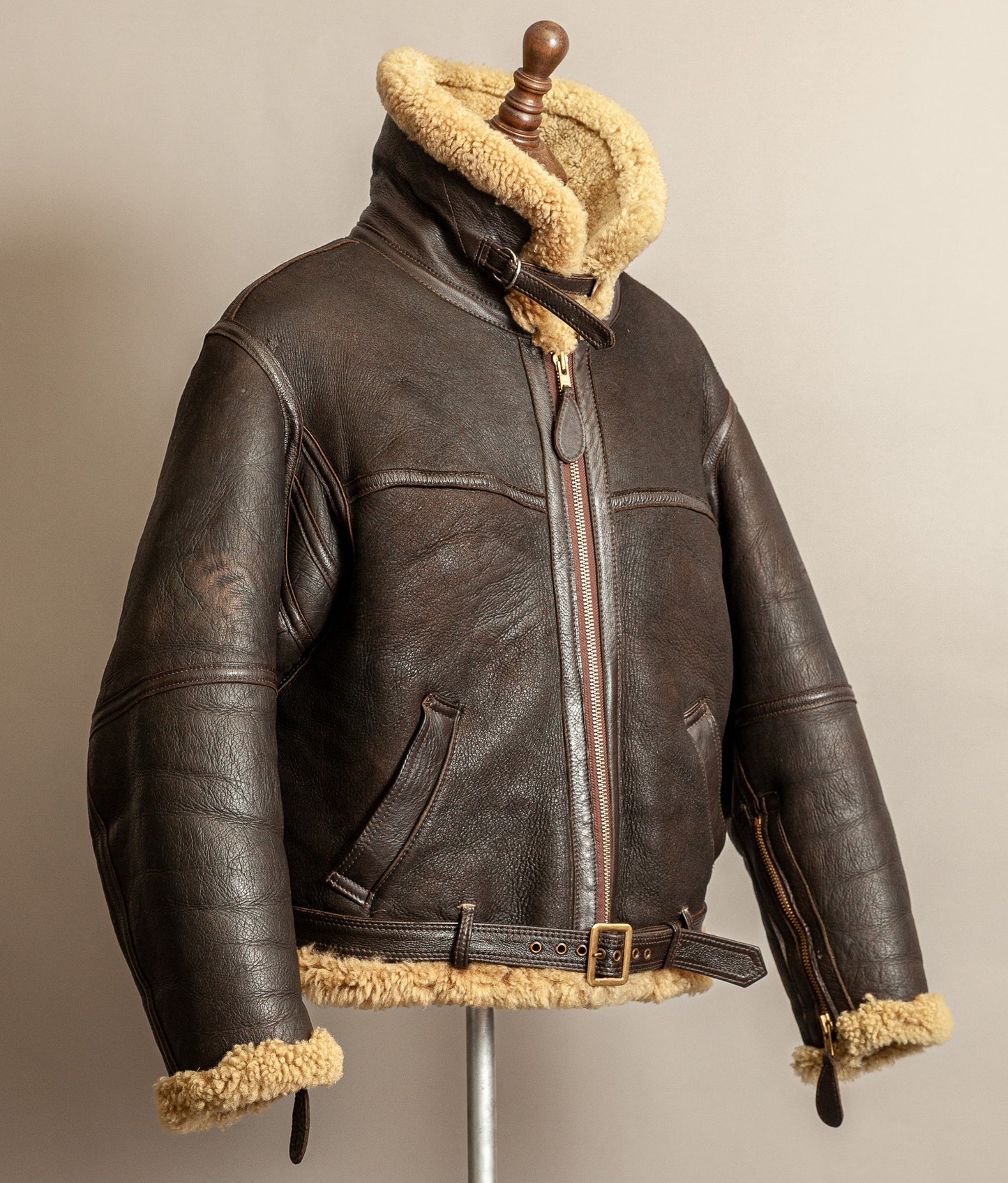 Vintage RAF Irvin Sheepskin Shearling Flying Jacket Blackbird Leather England (44)