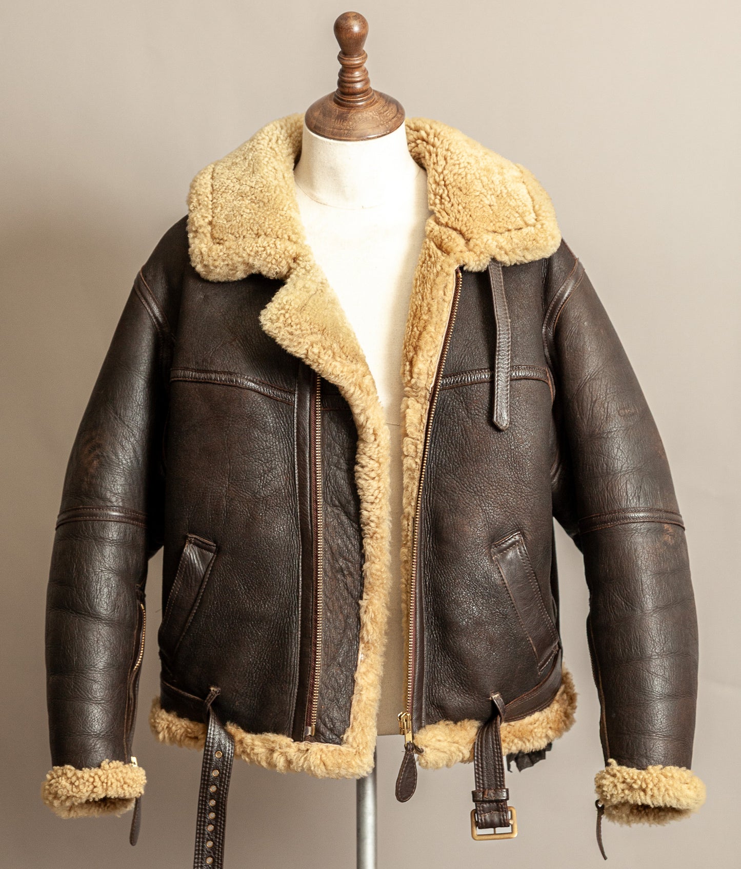 Vintage RAF Irvin Sheepskin Shearling Flying Jacket Blackbird Leather England (44)