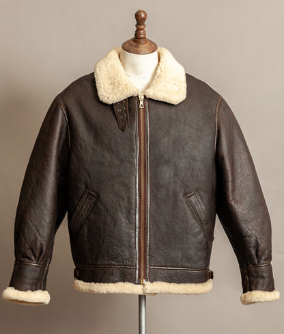 Vintage 1980s USAAF B-3 Sheepskin Shearling Flight Jacket XL (46)