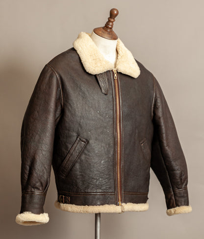 Vintage 1980s USAAF B-3 Sheepskin Shearling Flight Jacket XL (46)