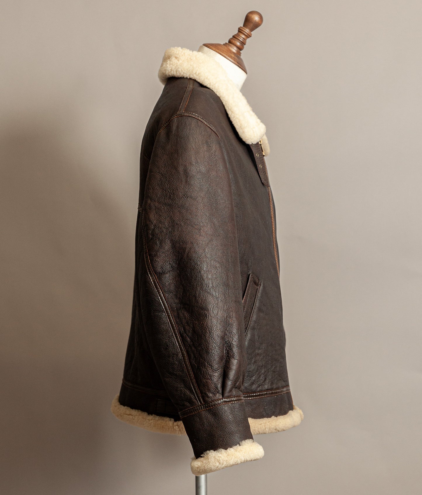 Vintage 1980s USAAF B-3 Sheepskin Shearling Flight Jacket XL (46)