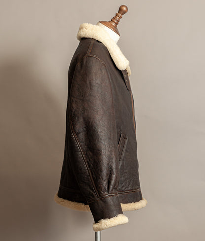 Vintage 1980s USAAF B-3 Sheepskin Shearling Flight Jacket XL (46)