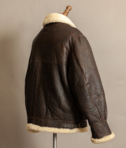 Vintage 1980s USAAF B-3 Sheepskin Shearling Flight Jacket XL (46)