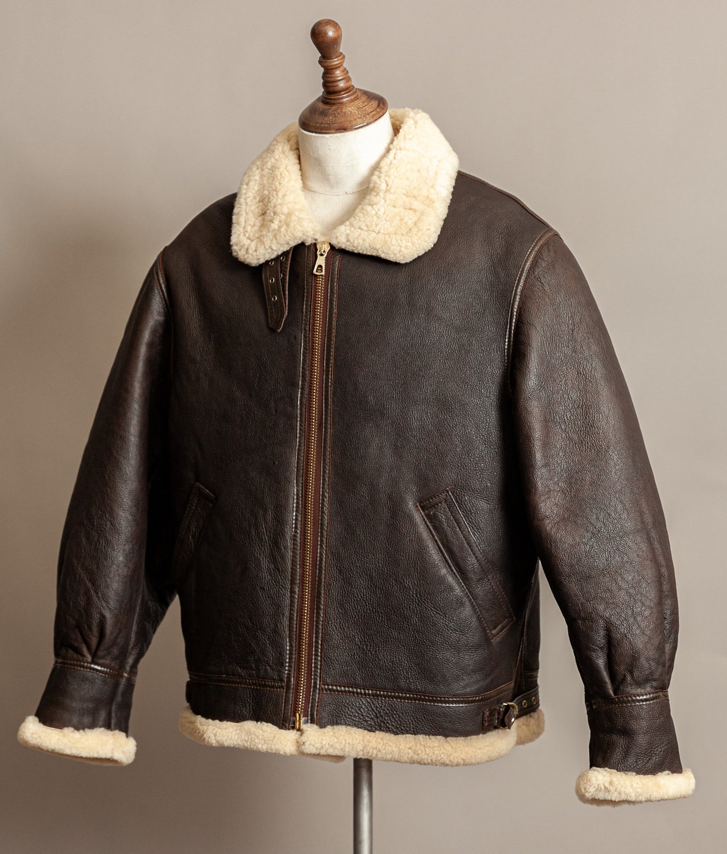 Vintage 1980s USAAF B-3 Sheepskin Shearling Flight Jacket XL (46)