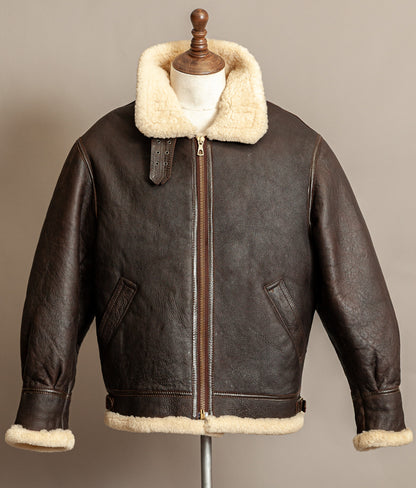 Vintage 1980s USAAF B-3 Sheepskin Shearling Flight Jacket XL (46)