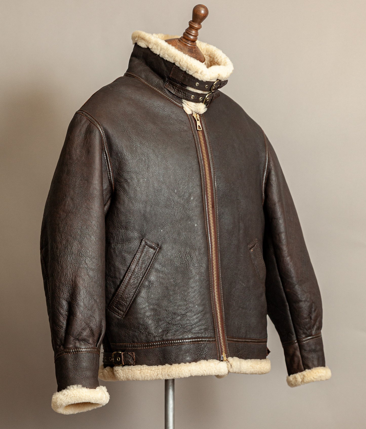 Vintage 1980s USAAF B-3 Sheepskin Shearling Flight Jacket XL (46)