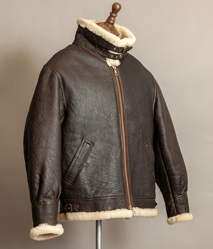 Vintage 1980s USAAF B-3 Sheepskin Shearling Flight Jacket XL (46)