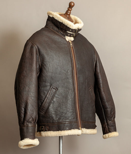 Vintage 1980s USAAF B-3 Sheepskin Shearling Flight Jacket XL (46)