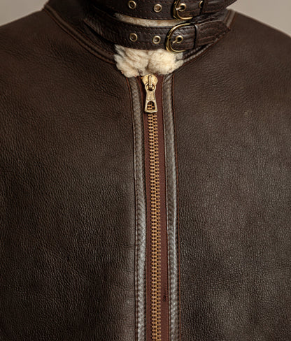 Vintage 1980s USAAF B-3 Sheepskin Shearling Flight Jacket XL (46)