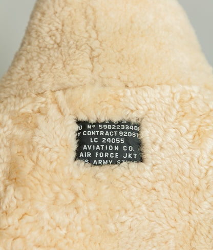 Vintage 1980s USAAF B-3 Sheepskin Shearling Flight Jacket XL (46)