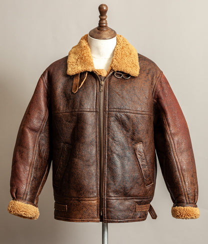 Vintage 1980s Sheepskin Shearling Flying Bomber Jacket XL (46)