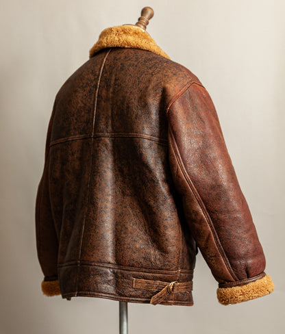 Vintage 1980s Sheepskin Shearling Flying Bomber Jacket XL (46)