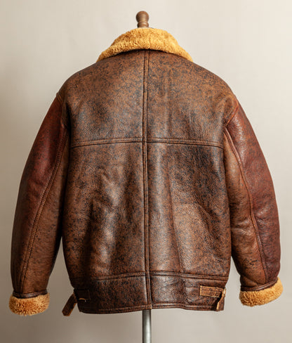 Vintage 1980s Sheepskin Shearling Flying Bomber Jacket XL (46)