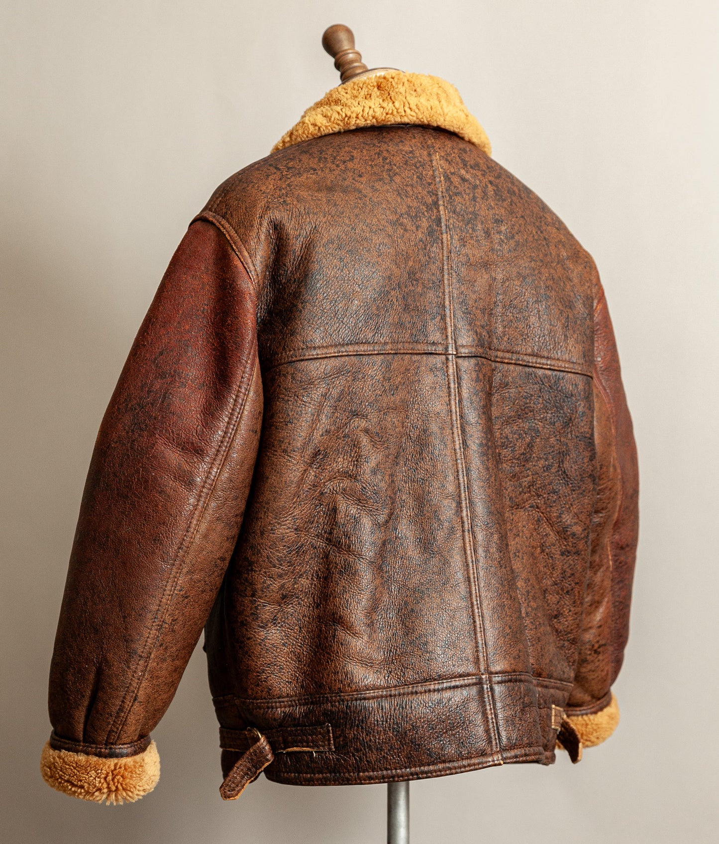 Vintage 1980s Sheepskin Shearling Flying Bomber Jacket XL (46)