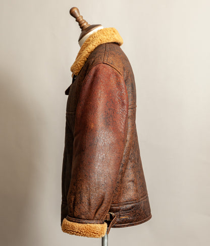 Vintage 1980s Sheepskin Shearling Flying Bomber Jacket XL (46)