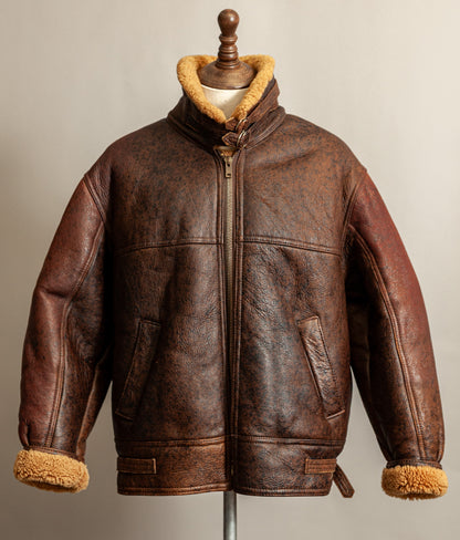 Vintage 1980s Sheepskin Shearling Flying Bomber Jacket XL (46)