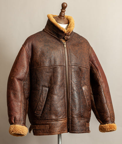 Vintage 1980s Sheepskin Shearling Flying Bomber Jacket XL (46)