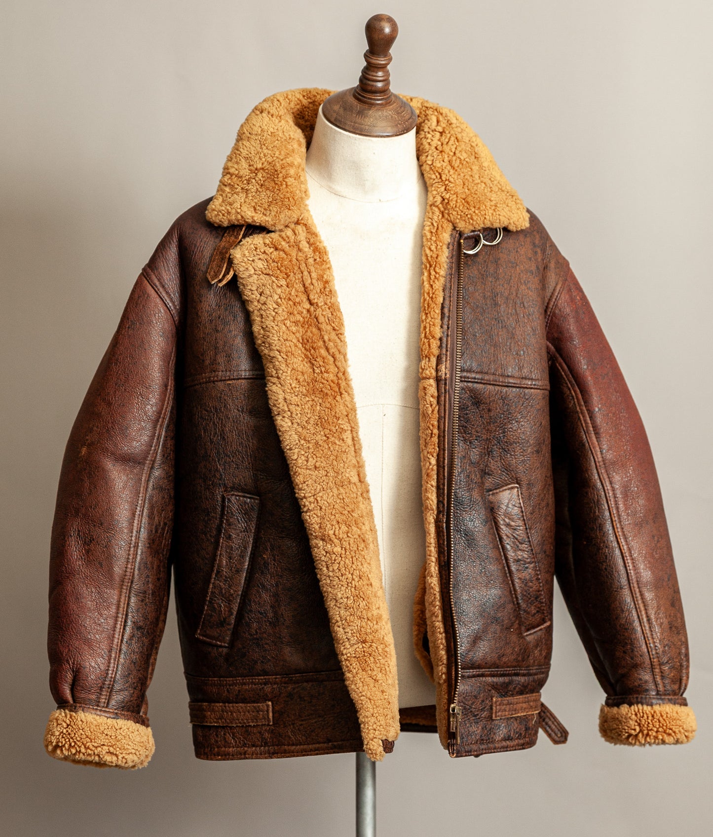 Vintage 1980s Sheepskin Shearling Flying Bomber Jacket XL (46)