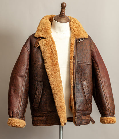 Vintage 1980s Sheepskin Shearling Flying Bomber Jacket XL (46)