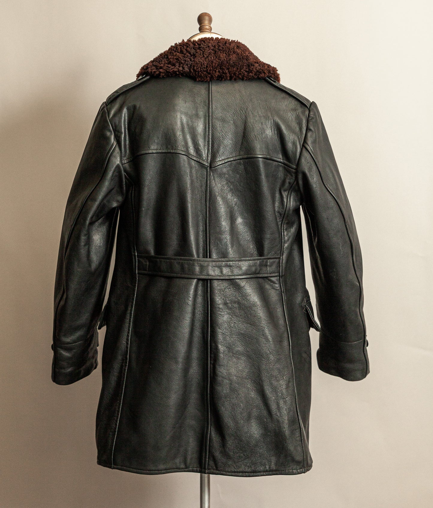 Vintage 1940s Swedish Malungs Military Leather Trench Coat XL (46)