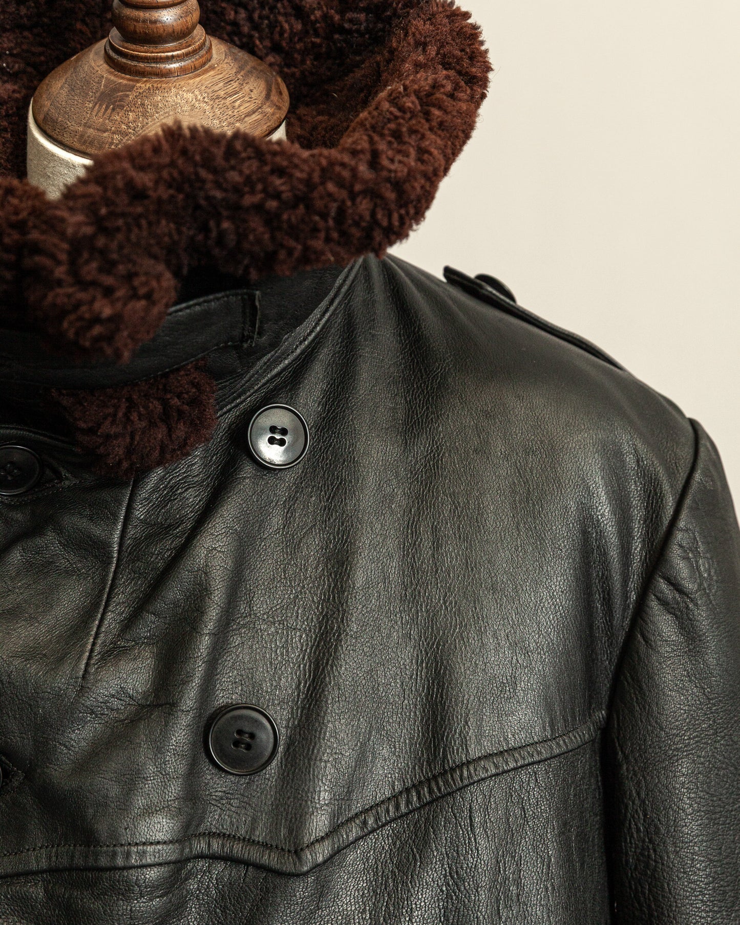 Vintage 1940s Swedish Malungs Military Leather Trench Coat XL (46)