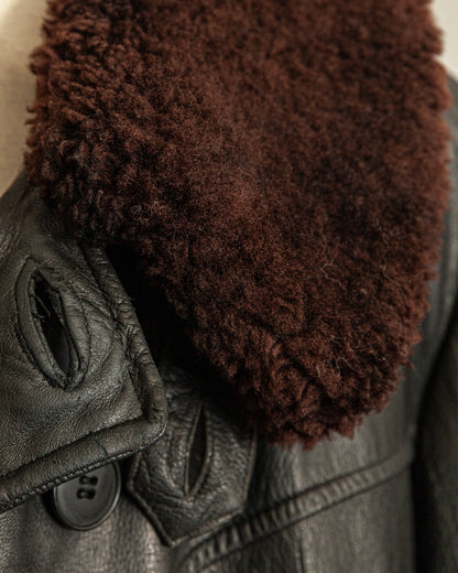 Vintage 1940s Swedish Malungs Military Leather Trench Coat XL (46)