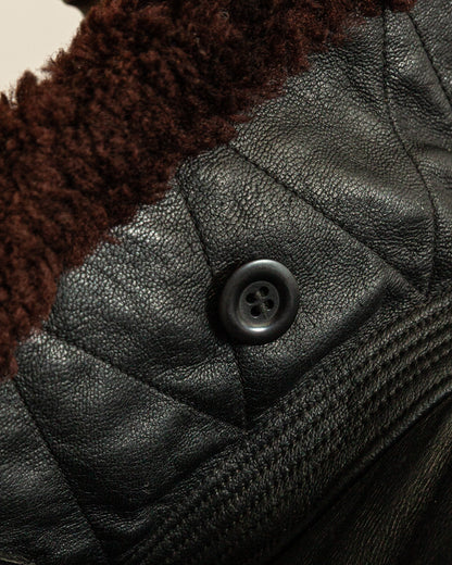 Vintage 1940s Swedish Malungs Military Leather Trench Coat XL (46)