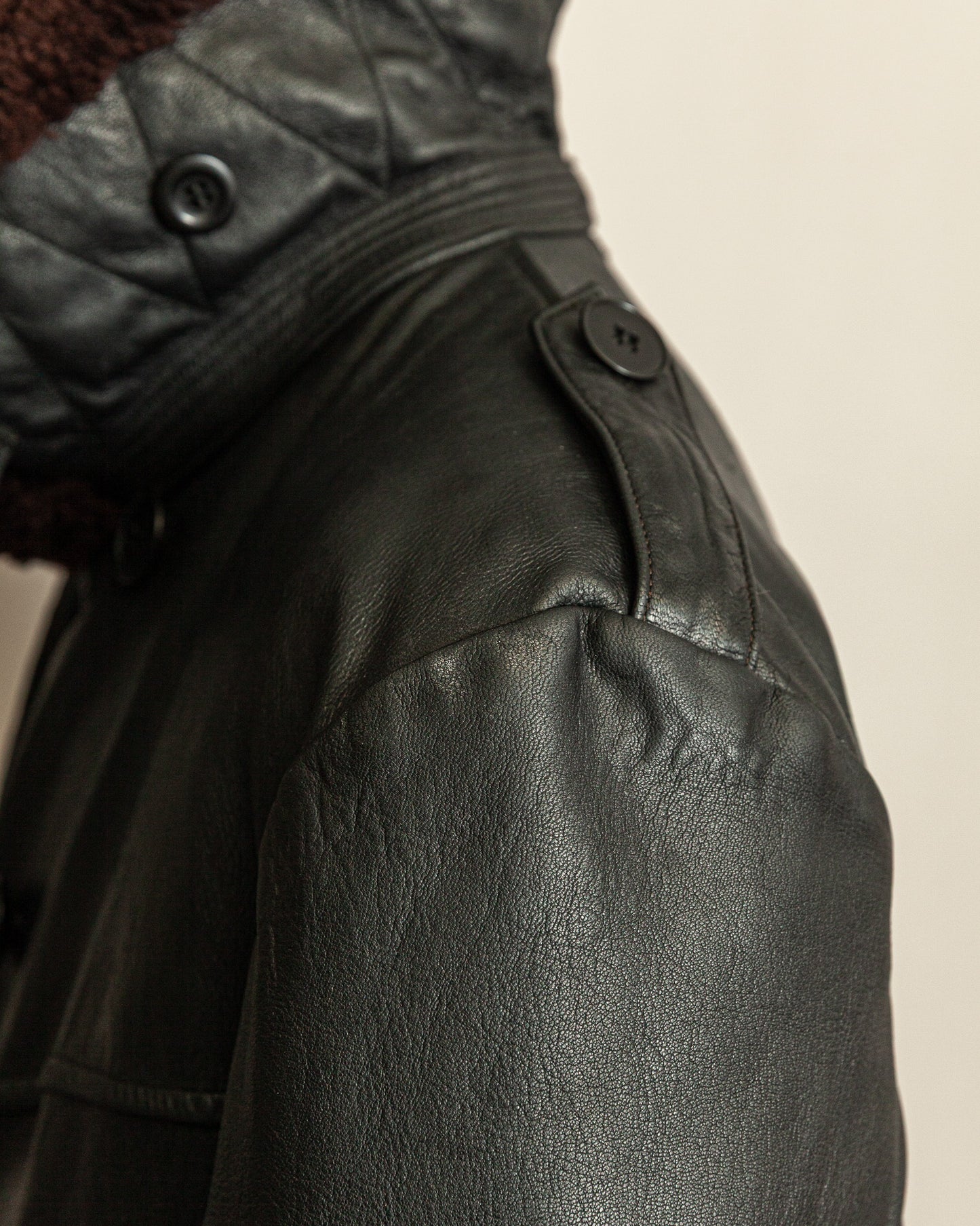 Vintage 1940s Swedish Malungs Military Leather Trench Coat XL (46)