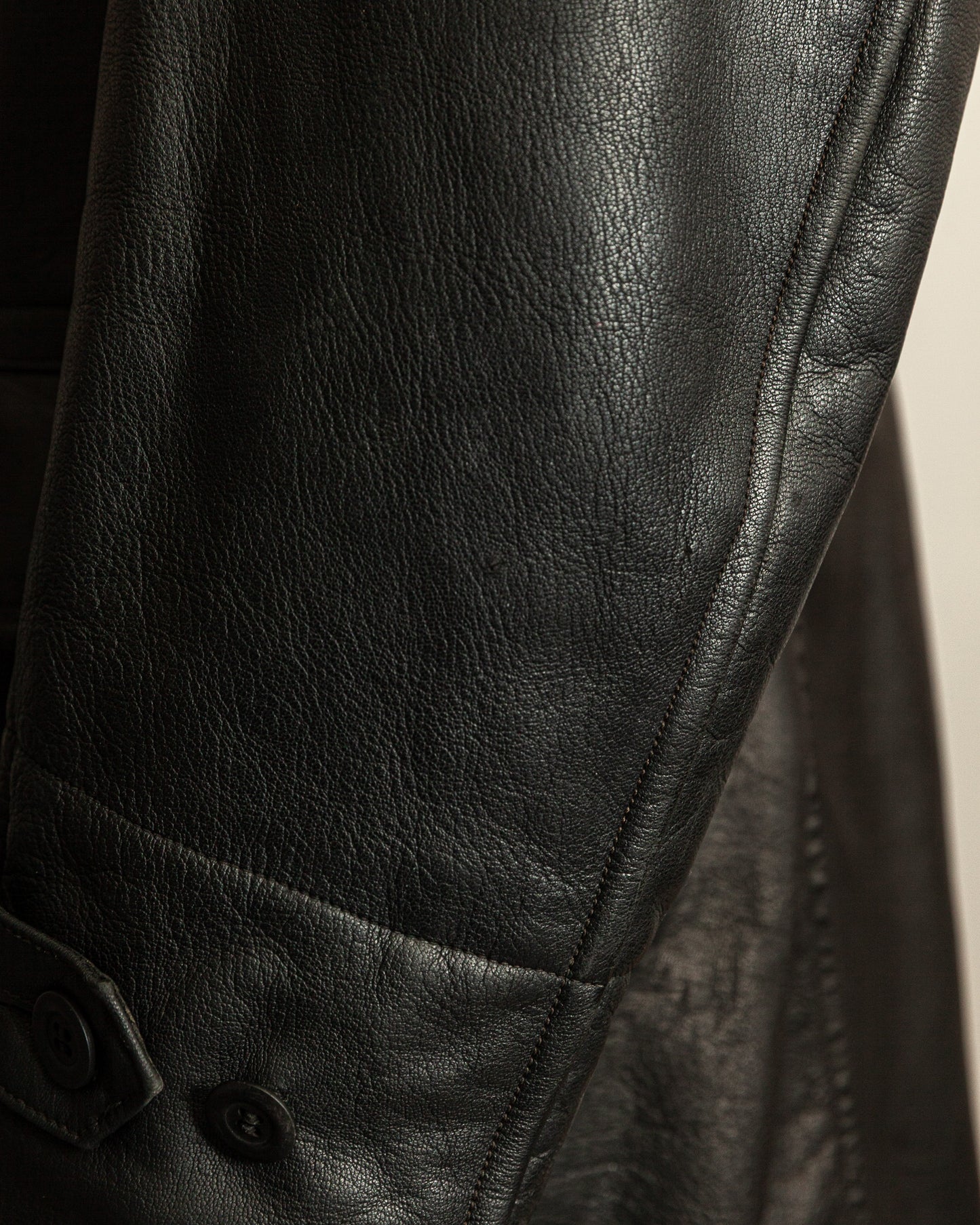 Vintage 1940s Swedish Malungs Military Leather Trench Coat XL (46)