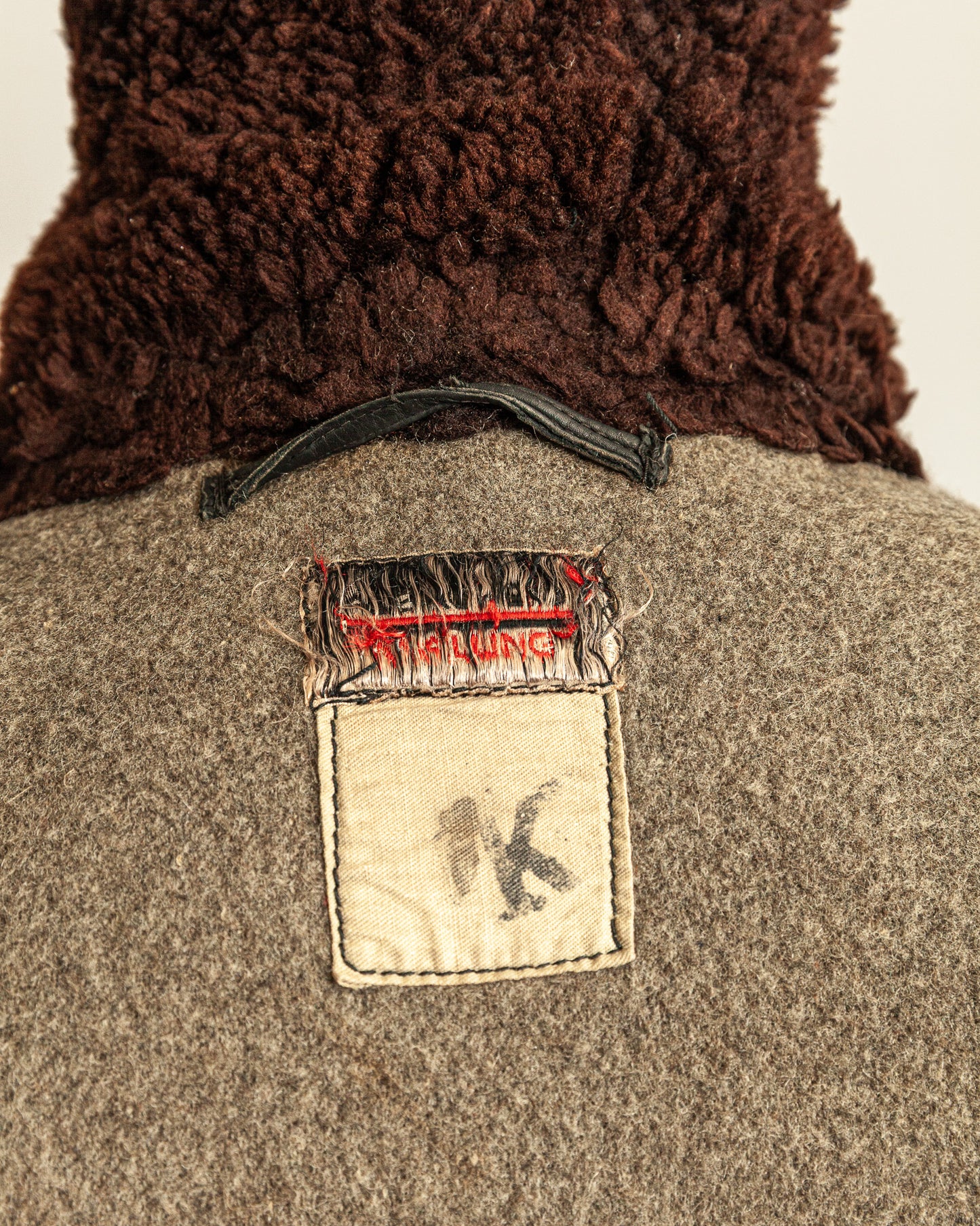 Vintage 1940s Swedish Malungs Military Leather Trench Coat XL (46)