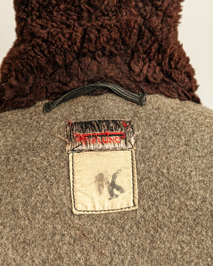 Vintage 1940s Swedish Malungs Military Leather Trench Coat XL (46)