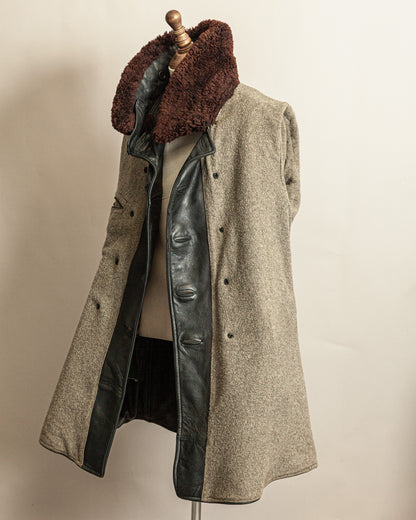 Vintage 1940s Swedish Malungs Military Leather Trench Coat XL (46)