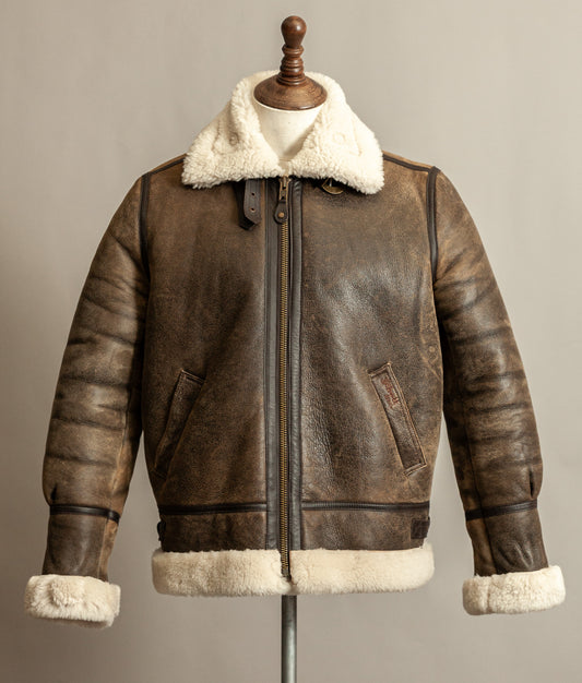 Vintage Schott B3 Sheepskin Bomber Flying Jacket Large (44)