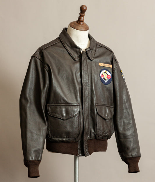 Vintage 1980s Avirex A2 Goatskin Leather Flying Jacket XL (46)