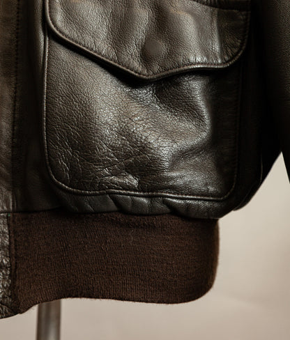 Vintage 1980s Avirex A2 Goatskin Leather Flying Jacket XL (46)