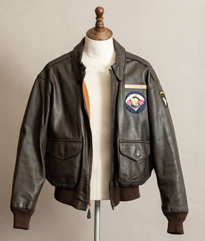 Vintage 1980s Avirex A2 Goatskin Leather Flying Jacket XL (46)