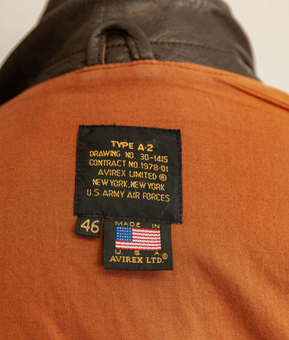 Vintage 1980s Avirex A2 Goatskin Leather Flying Jacket XL (46)