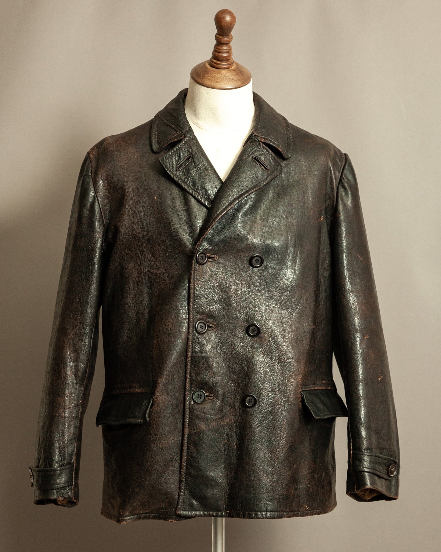 1940s Malungs Swedish Goatskin Leather Jacket Double-Breasted - Large (42-44)