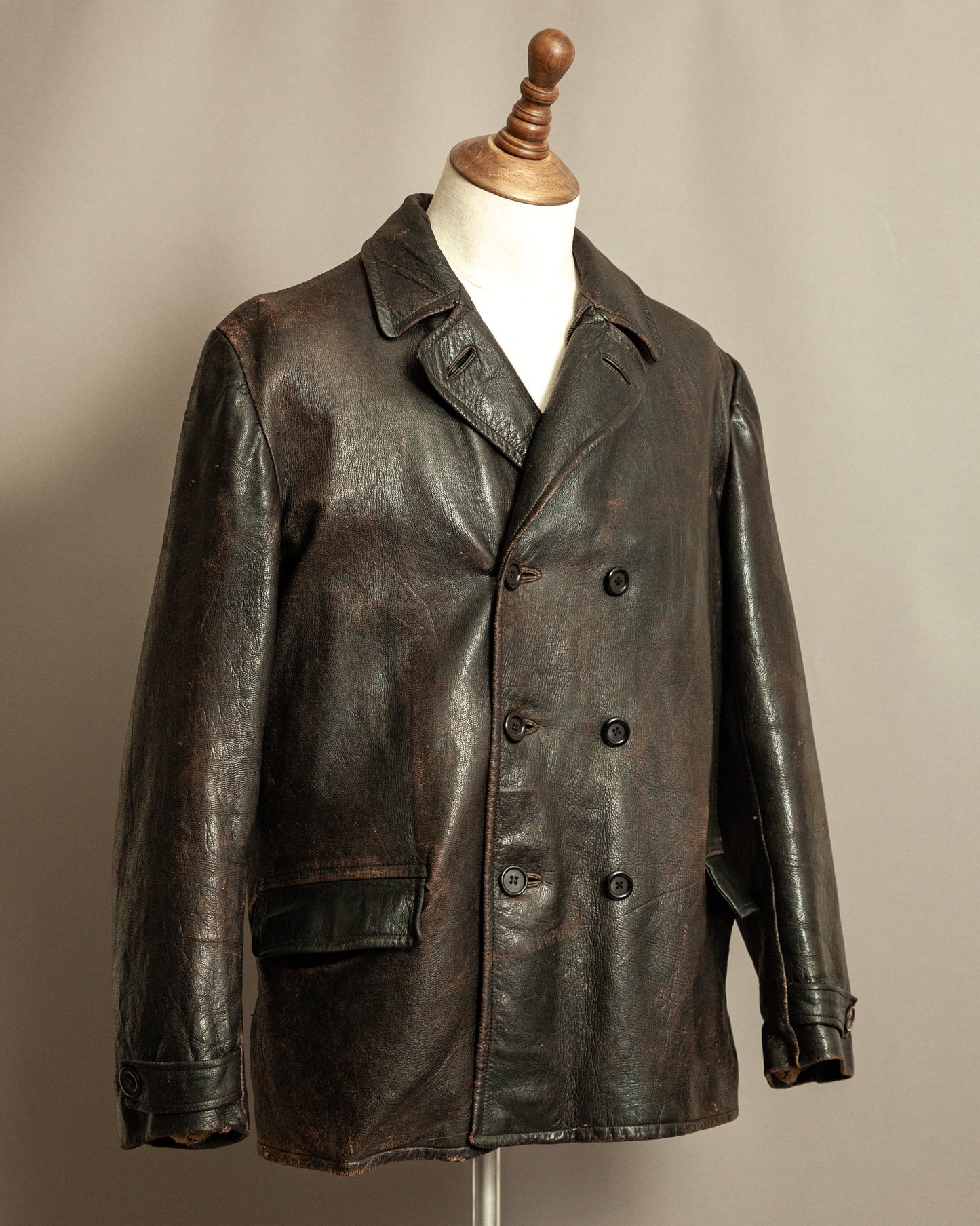 1940s Malungs Swedish Goatskin Leather Jacket Double-Breasted - Large (42-44)