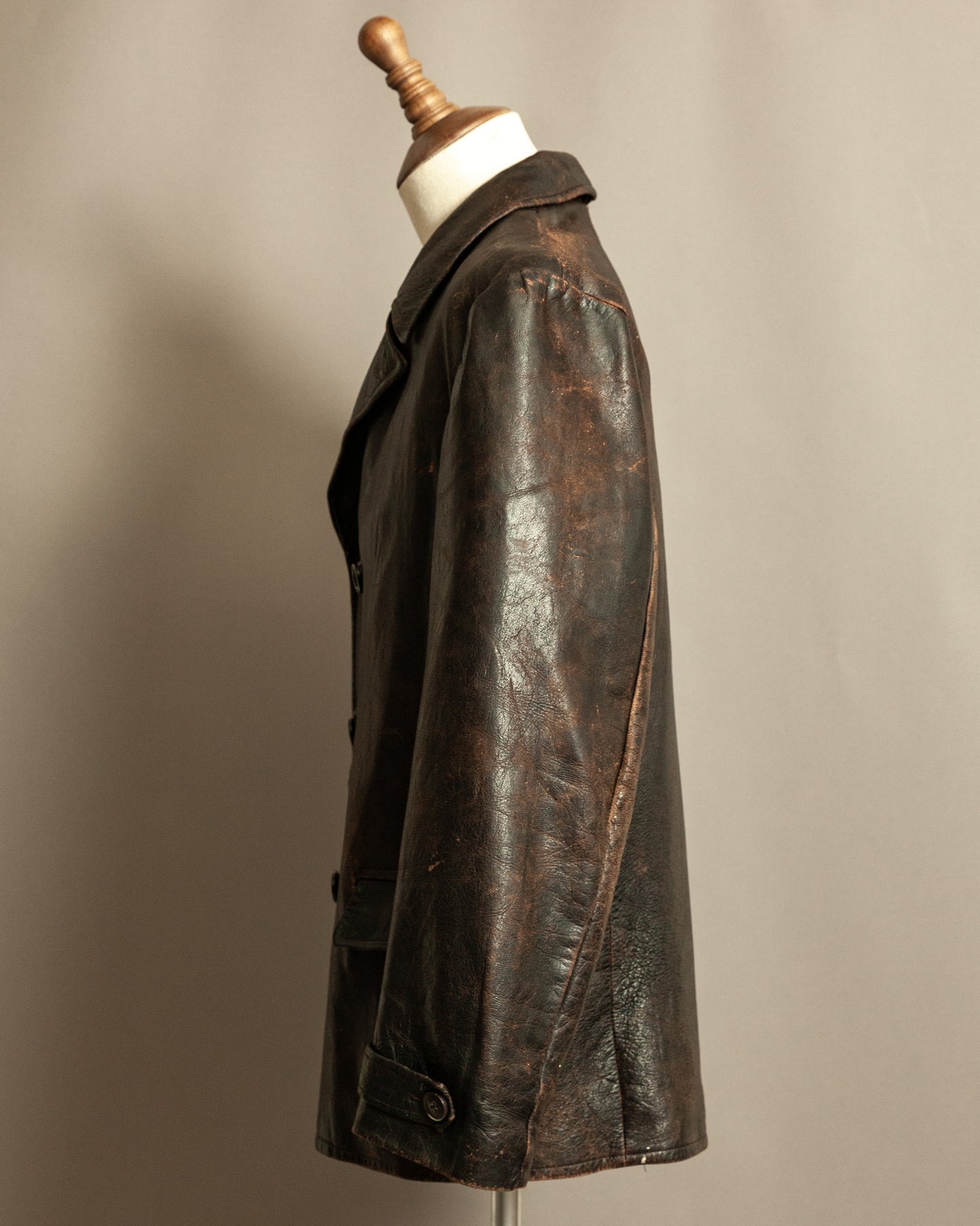 1940s Malungs Swedish Goatskin Leather Jacket Double-Breasted - Large (42-44)