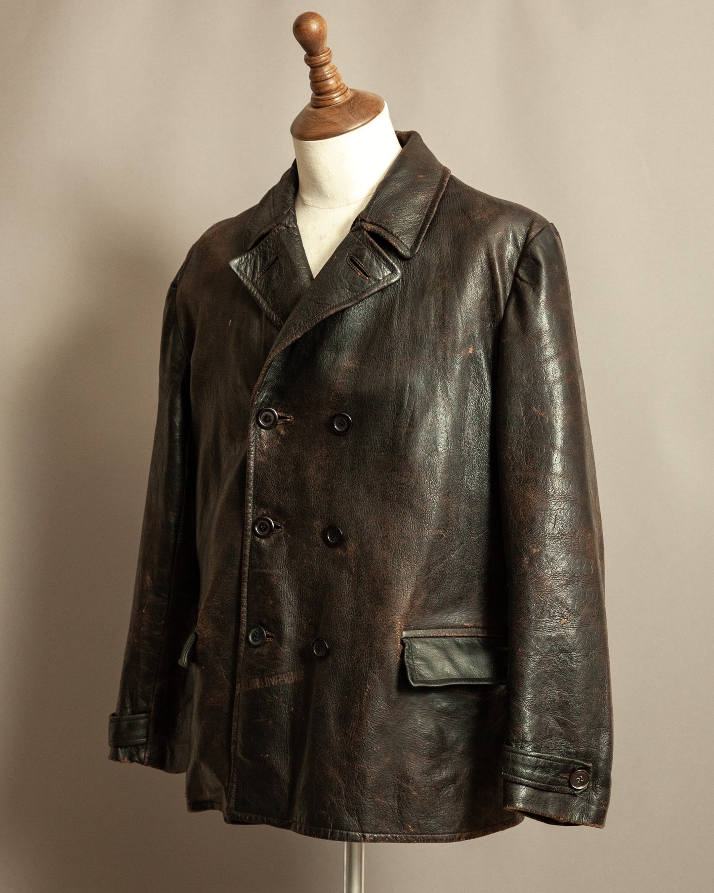 1940s Malungs Swedish Goatskin Leather Jacket Double-Breasted - Large (42-44)