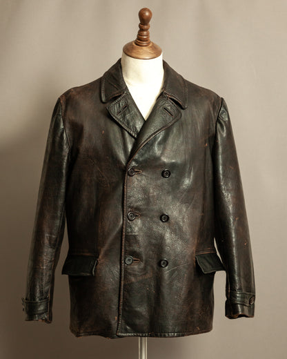 1940s Malungs Swedish Goatskin Leather Jacket Double-Breasted - Large (42-44)