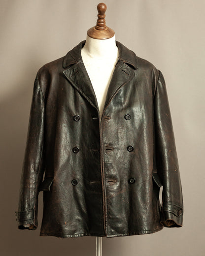 1940s Malungs Swedish Goatskin Leather Jacket Double-Breasted - Large (42-44)